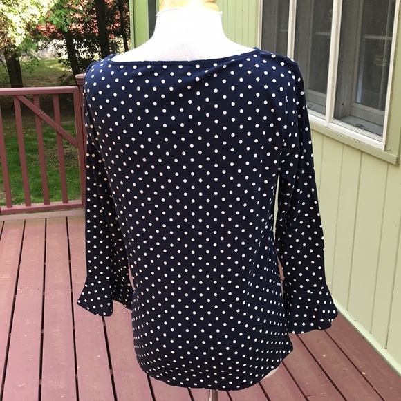 NWT! LAUREN Ralph Lauren Size XL navy polka dot top - Picture 3 of 7